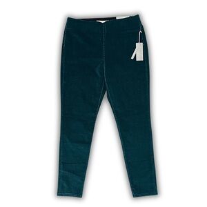 Soft Surroundings Teal Corduroy Pull On Stretch Slim Straight Ankle Pants Women